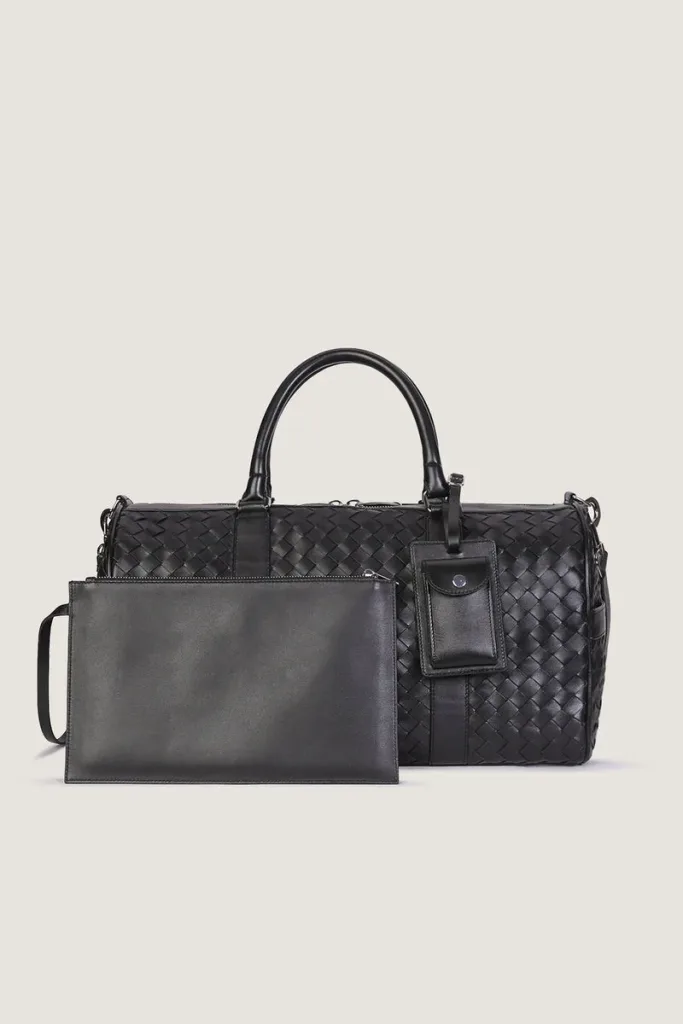 Kensington Woven Leather Weekend Bag – Large – Black – view 5
