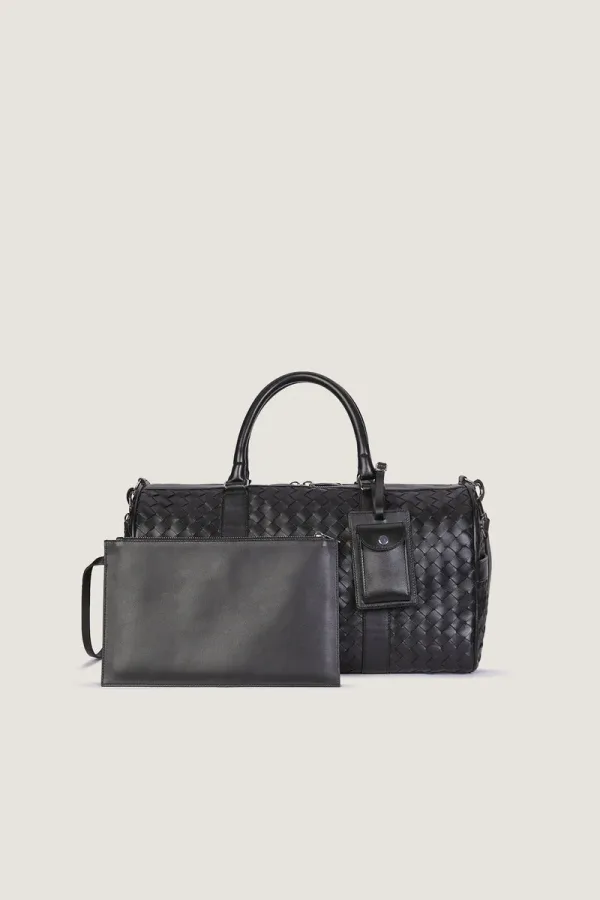 Kensington Woven Leather Weekend Bag – Small – Black – view 5
