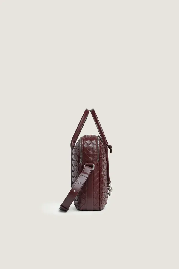 Mayfair Leather Briefcase – Burgundy – view 3