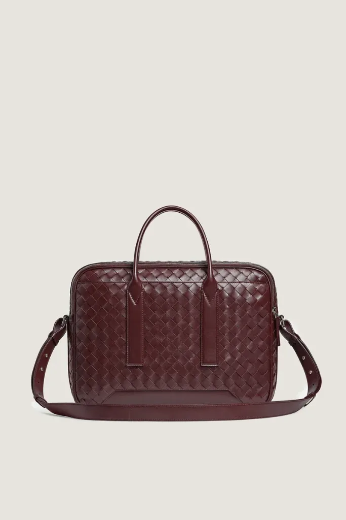 Mayfair Leather Briefcase – Burgundy – view 4