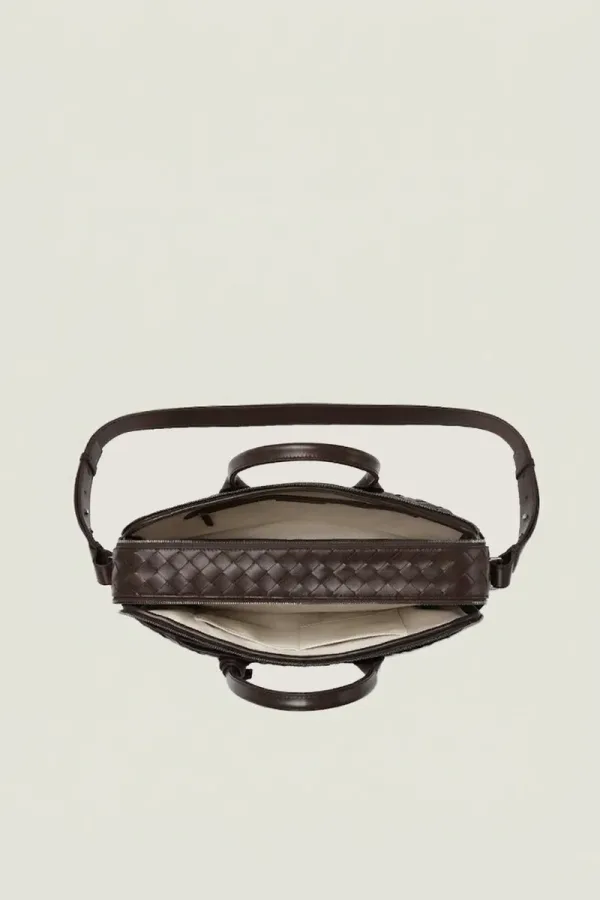 Mayfair Leather Briefcase – Chocolate Brown – view 3