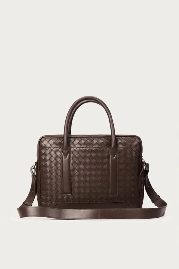Mayfair Leather Briefcase – Chocolate Brown – view 4