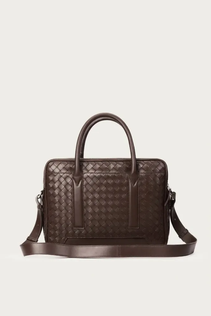 Mayfair Leather Briefcase – Chocolate Brown – view 4