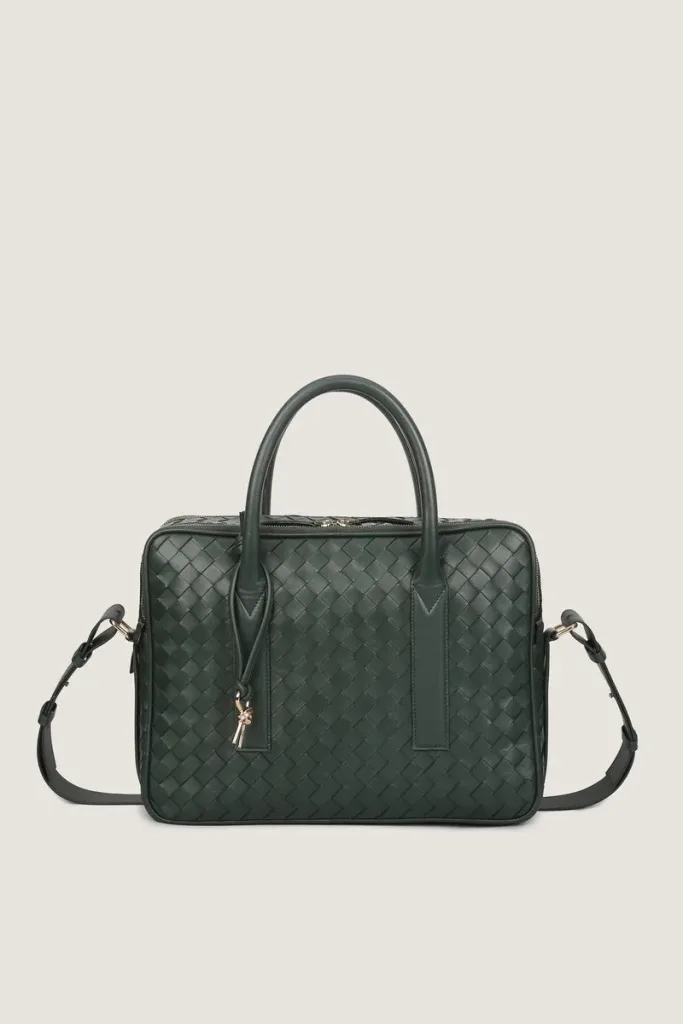 Mayfair Leather Briefcase – Forest Green – view 1