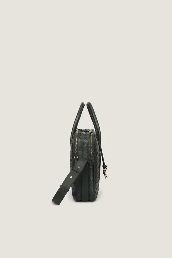 Mayfair Leather Briefcase – Forest Green – view 3