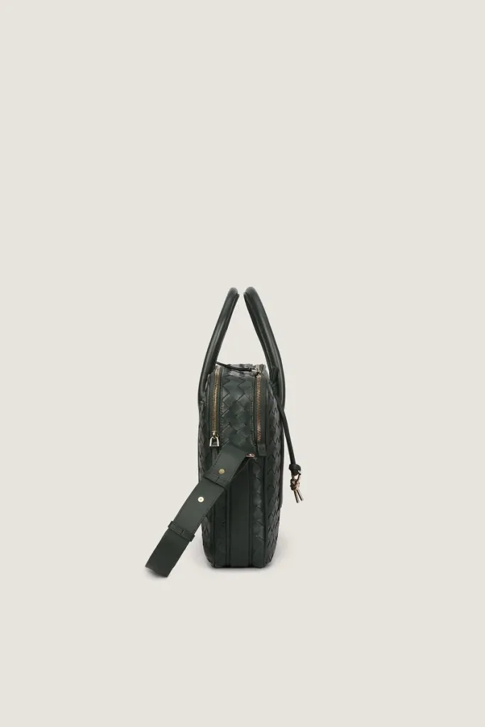 Mayfair Leather Briefcase – Forest Green – view 3