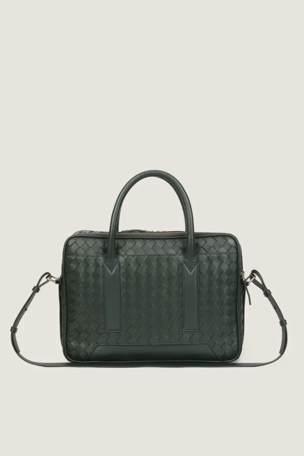 Mayfair Leather Briefcase – Forest Green – view 4