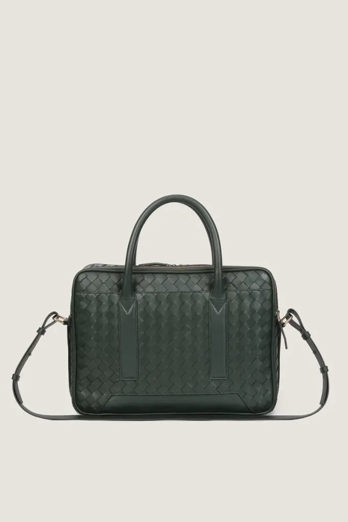 Mayfair Leather Briefcase – Forest Green – view 4
