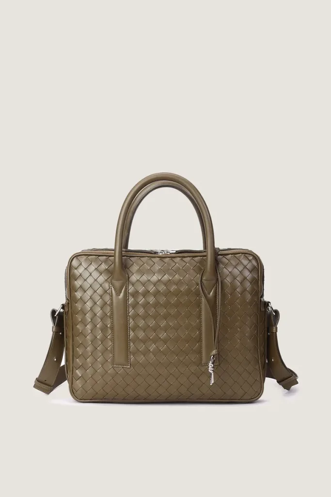 Mayfair Leather Briefcase – Olive Green – view 1