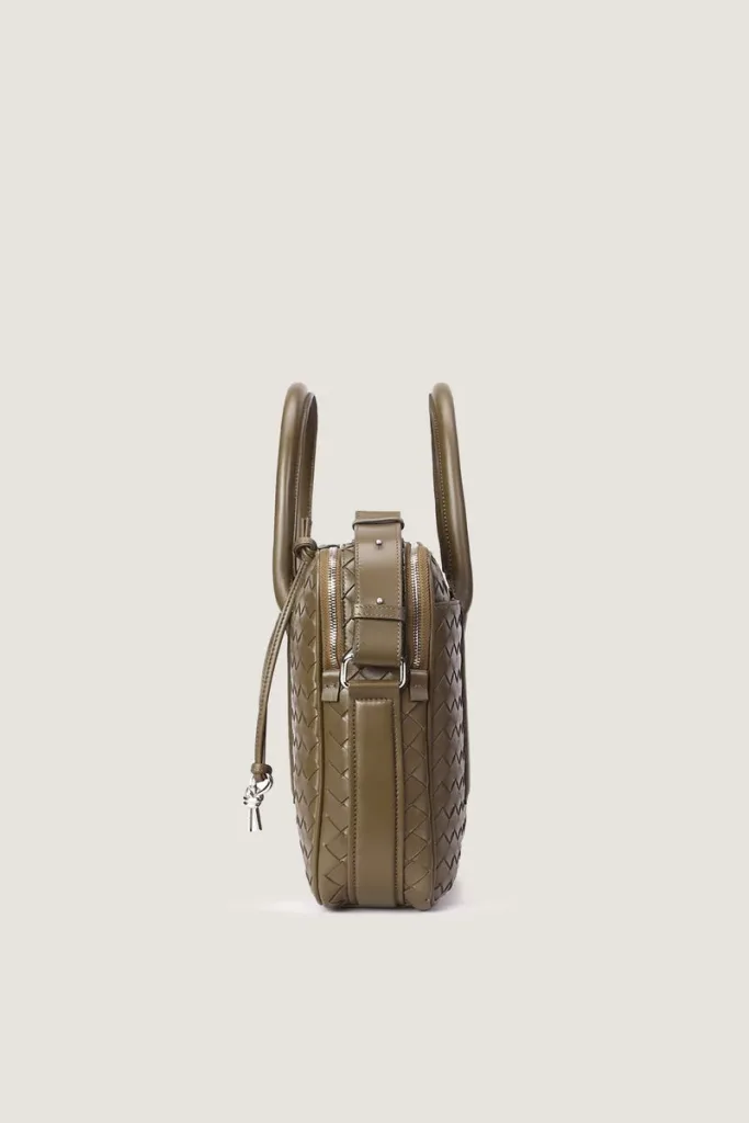 Mayfair Leather Briefcase – Olive Green – view 3