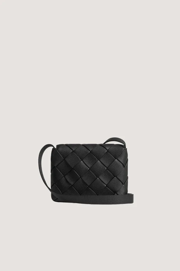 Soho Woven Leather Crossbody Bag – Black – view 1