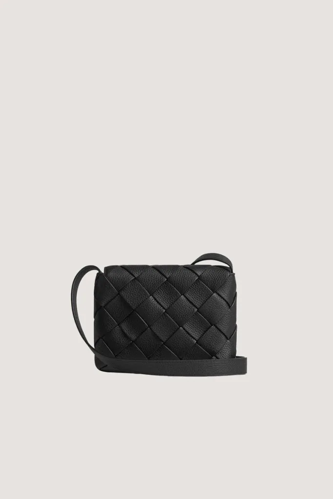 Soho Woven Leather Crossbody Bag – Black – view 1