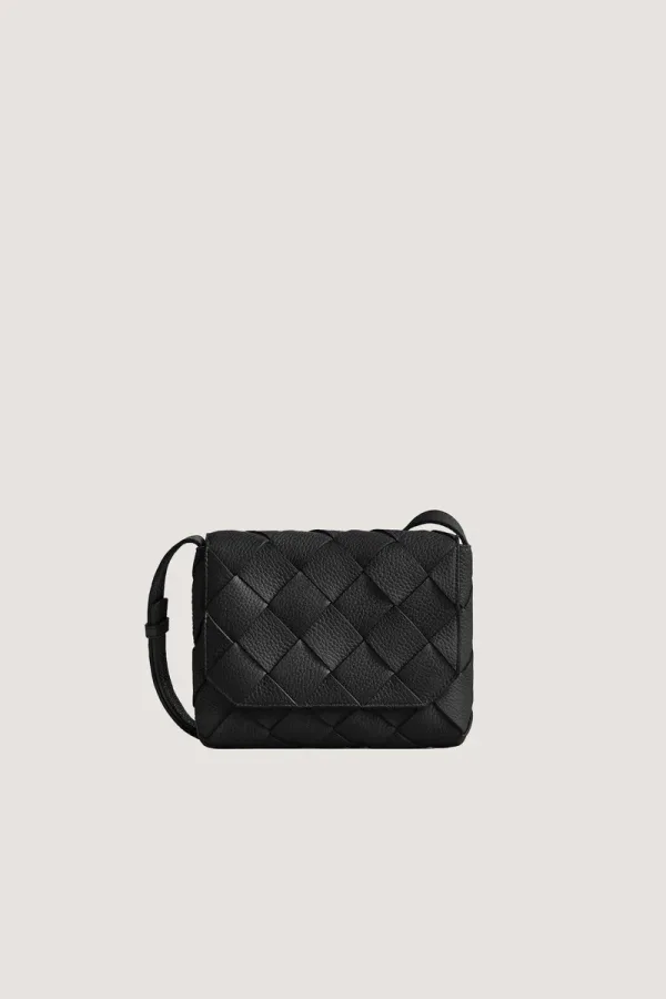 Soho Woven Leather Crossbody Bag – Black – view 2
