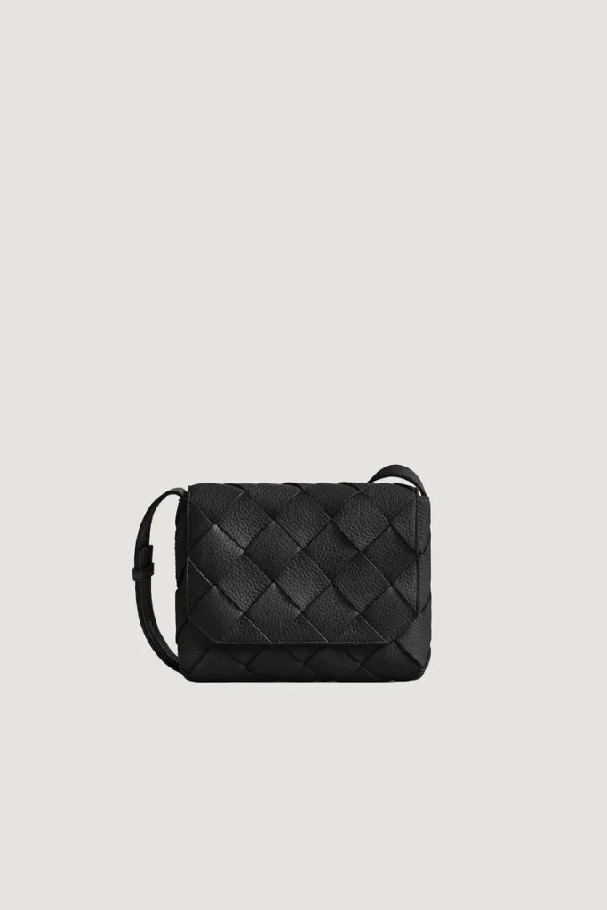 Soho Woven Leather Crossbody Bag – Black – view 2