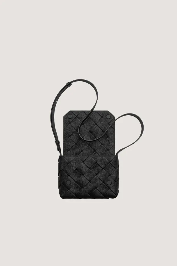 Soho Woven Leather Crossbody Bag – Black – view 4