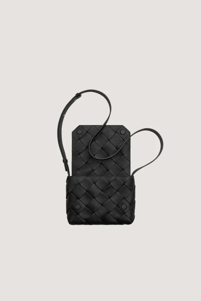 Soho Woven Leather Crossbody Bag – Black – view 4