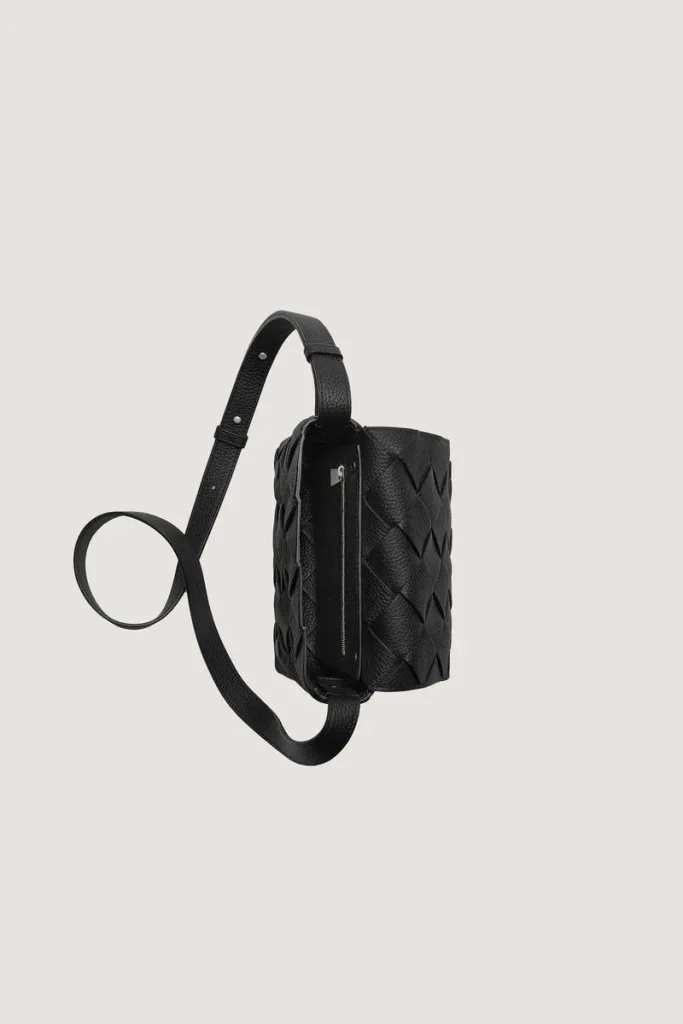 Soho Woven Leather Crossbody Bag – Black – view 5
