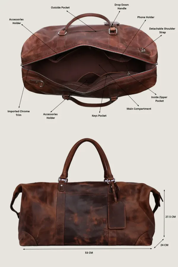 Southwark Vintage Leather Weekend Bag – Distressed Brown – view 4