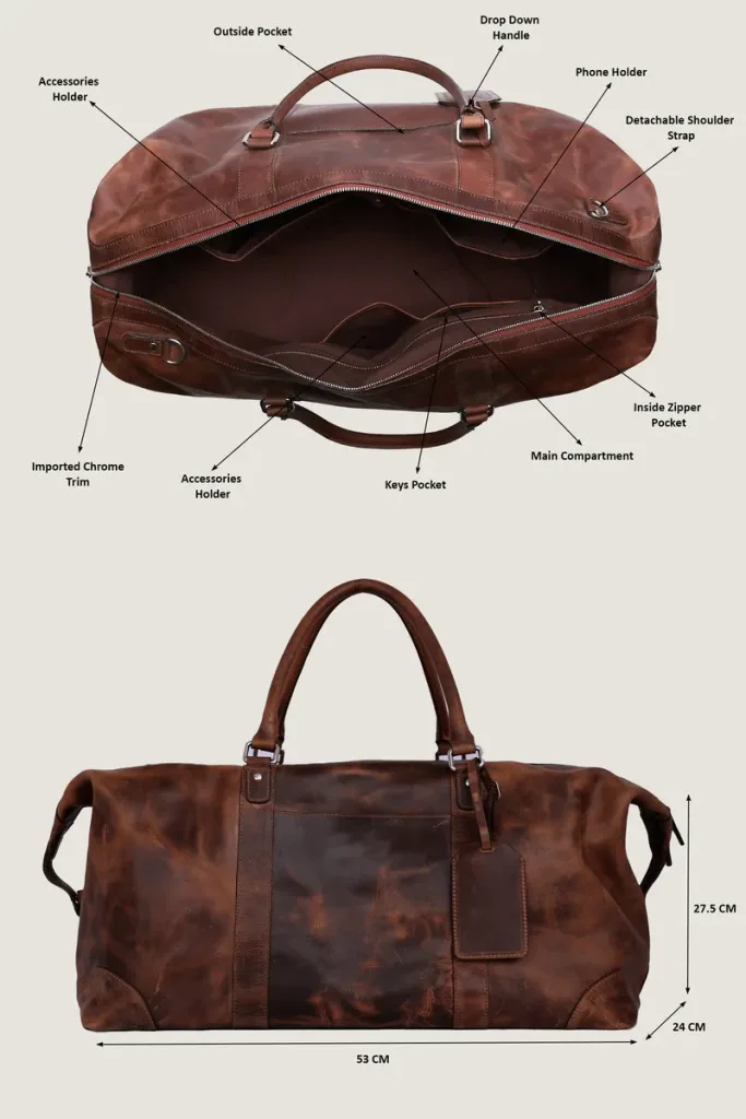 Southwark Vintage Leather Weekend Bag – Distressed Brown – view 4