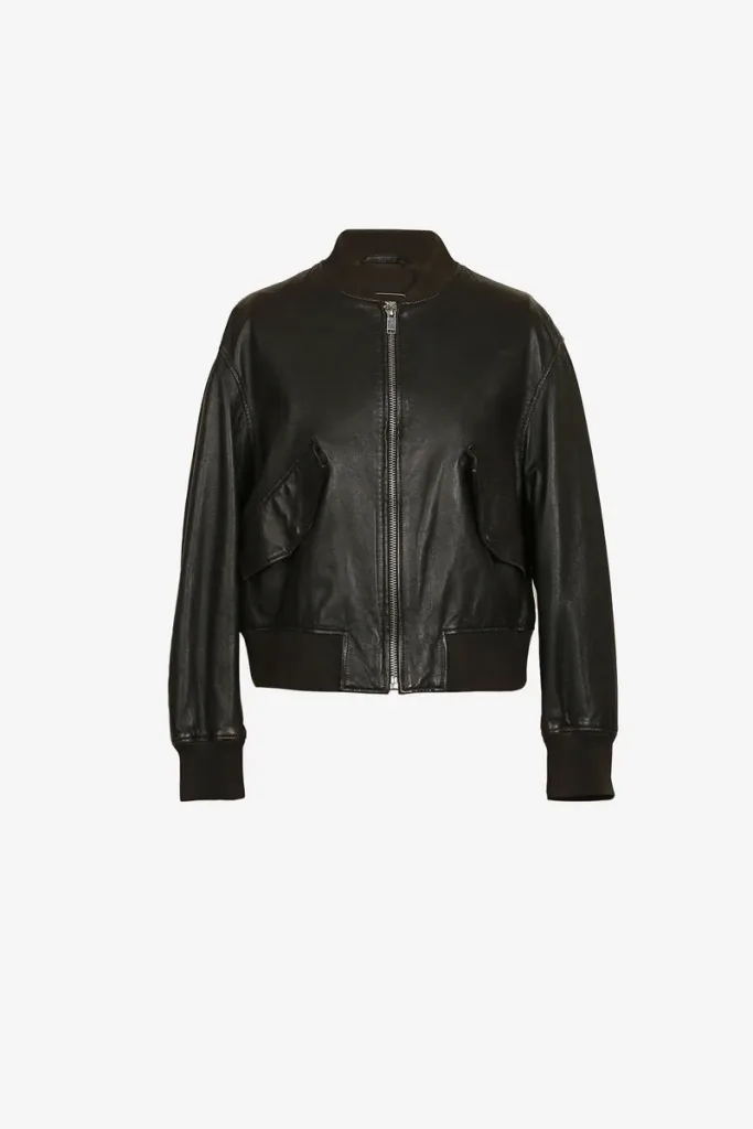Barnsbury Leather Bomber Jacket – Black – view 1