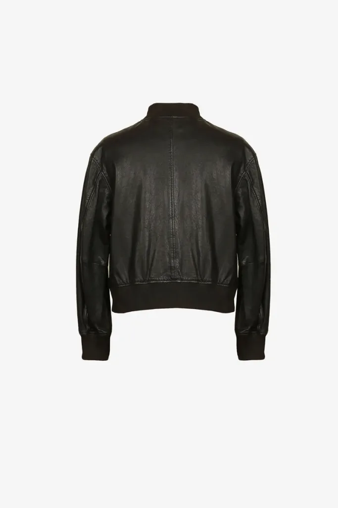 Barnsbury Leather Bomber Jacket – Black – view 2