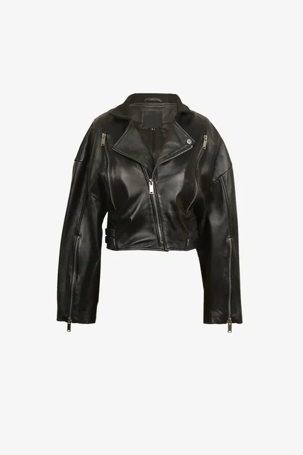 Belsize Park Leather Biker Jacket – Black – view 1