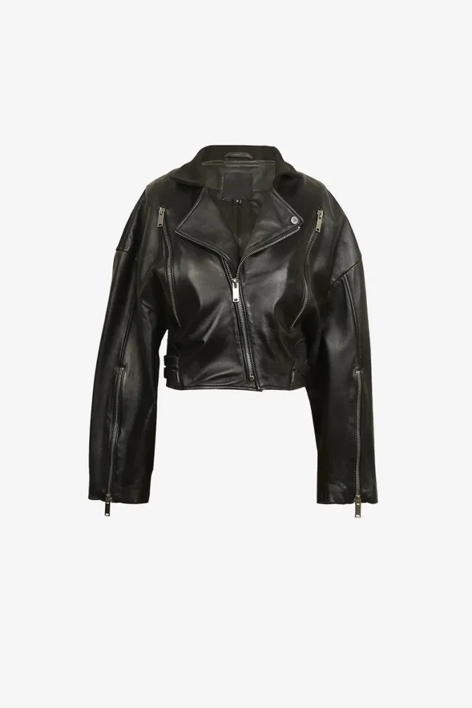 Belsize Park Leather Biker Jacket – Black – view 1
