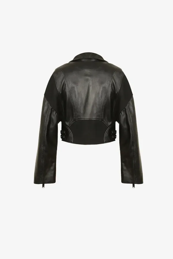 Belsize Park Leather Biker Jacket – Black – view 2
