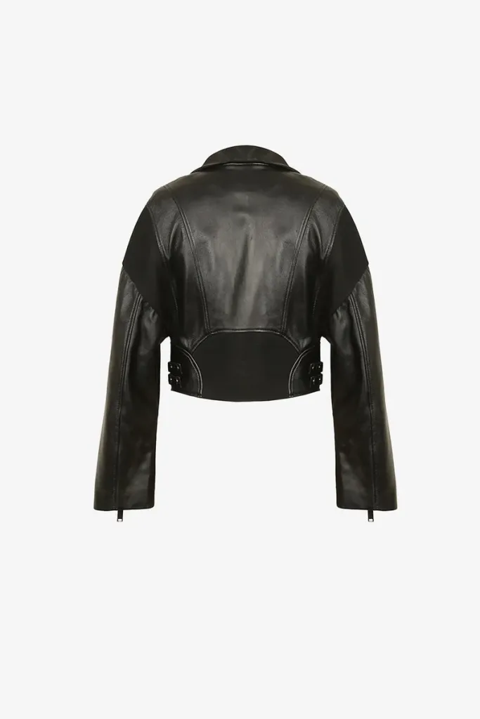 Belsize Park Leather Biker Jacket – Black – view 2