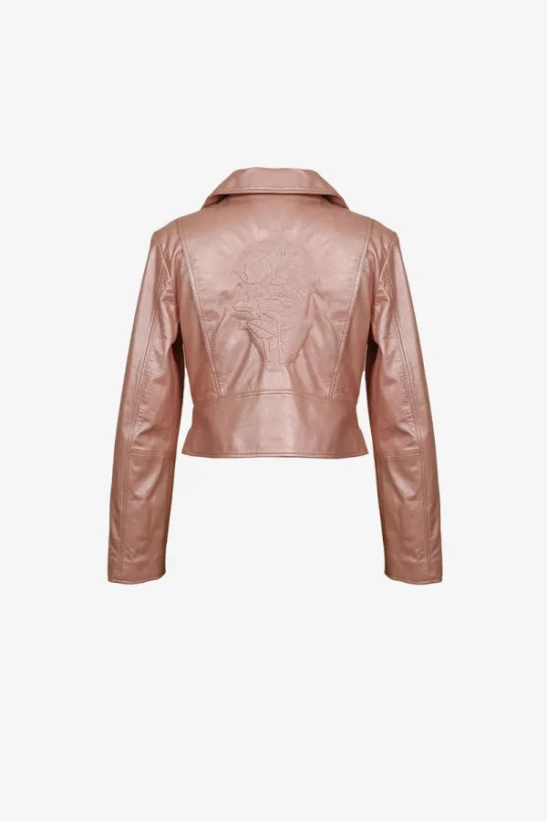 Blackheath Leather Biker Jacket – Blush Pink – view 2