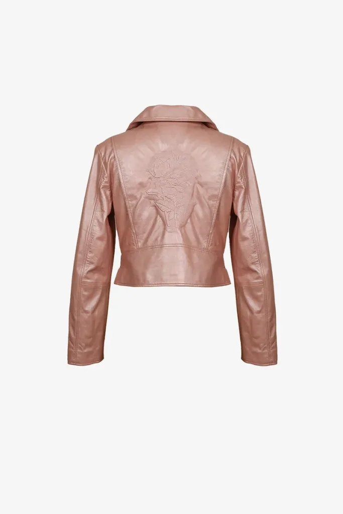 Blackheath Leather Biker Jacket – Blush Pink – view 2