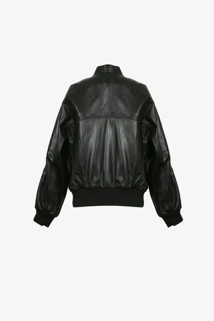Canonbury Ribbed Leather Bomber Jacket – Black – view 2