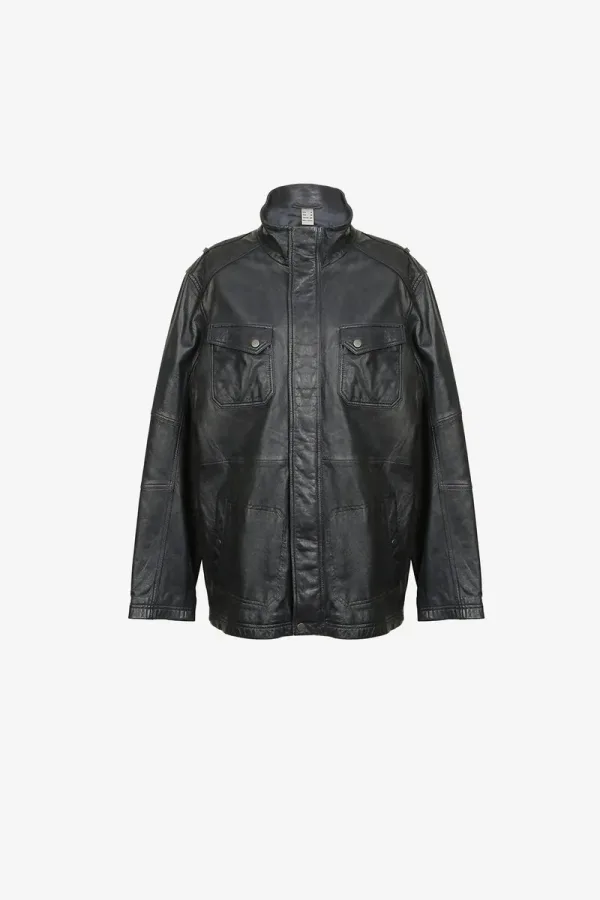 Crystal Palace Leather Field Jacket – Black – view 1