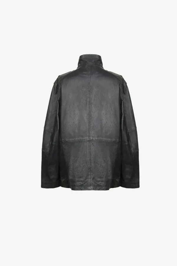 Crystal Palace Leather Field Jacket – Black – view 2