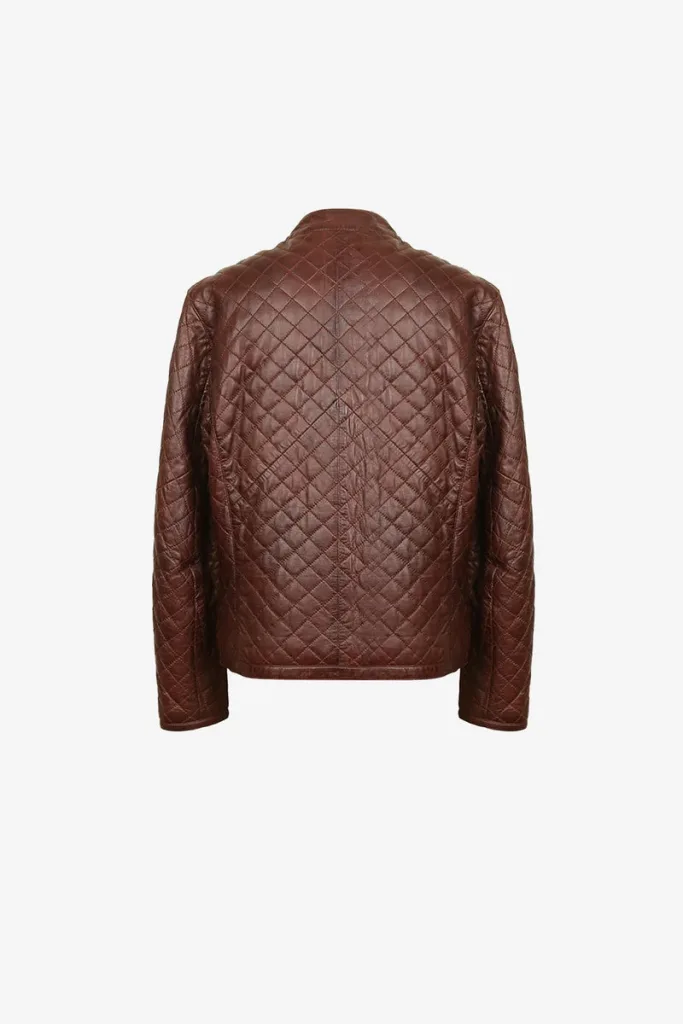 Earls Court Leather Puffer Jacket – Mocha – view 2