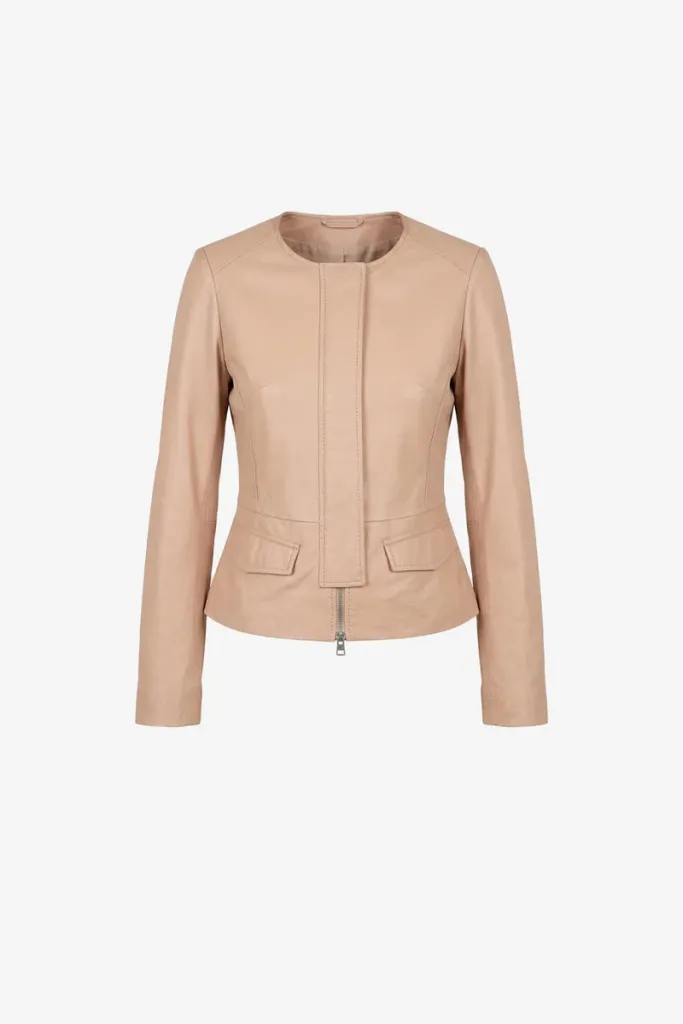 Earlsfield Leather Jacket – Taupe – view 1