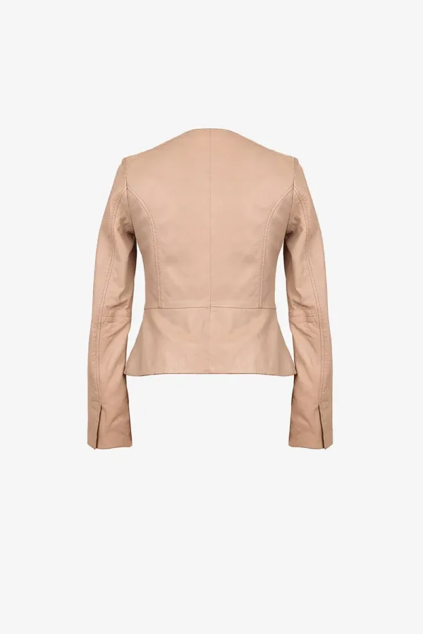 Earlsfield Leather Jacket – Taupe – view 2