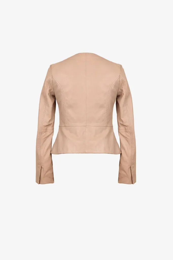 Earlsfield Leather Jacket – Taupe – view 2