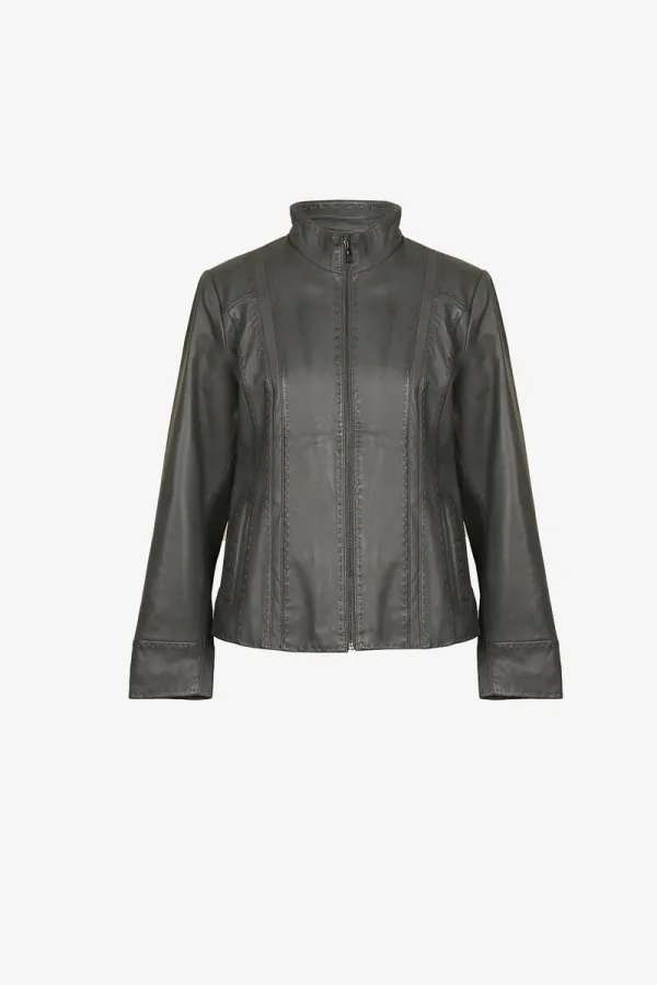 Herne Hill Leather Jacket – Charcoal – view 1