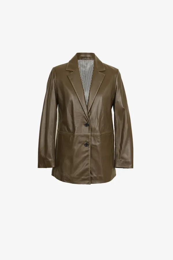 Highbury Leather Blazer – Cocoa – view 1