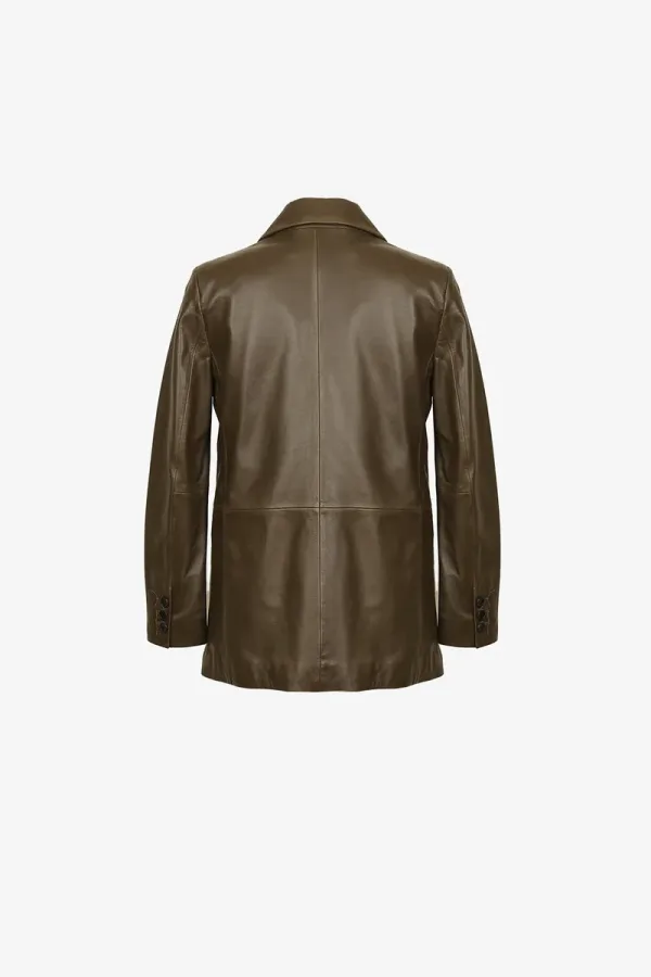 Highbury Leather Blazer – Cocoa – view 2