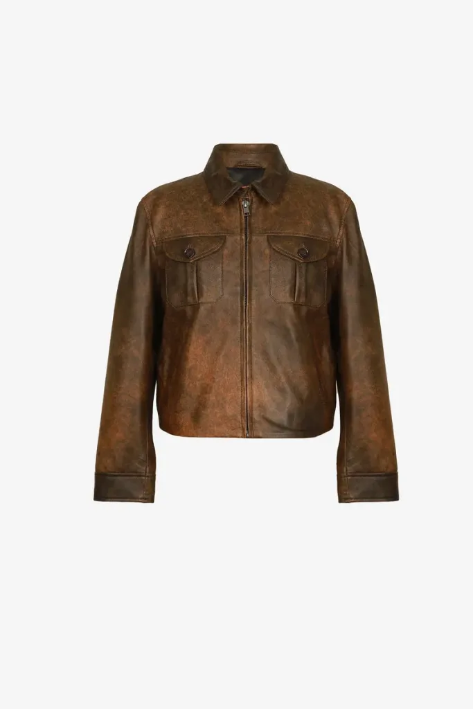 Nunhead Leather Utility Jacket – Distressed Brown – view 1