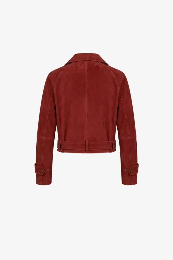 Primrose Hill Leather Biker Jacket – Red – view 2