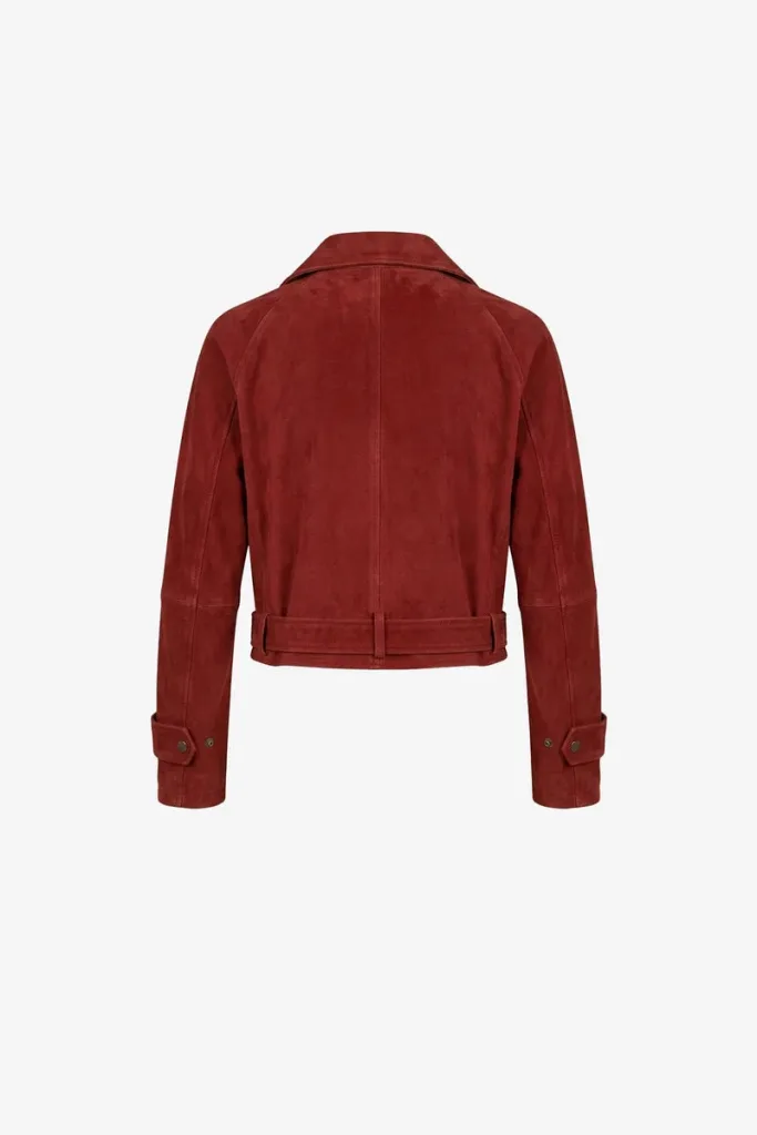 Primrose Hill Leather Biker Jacket – Red – view 2