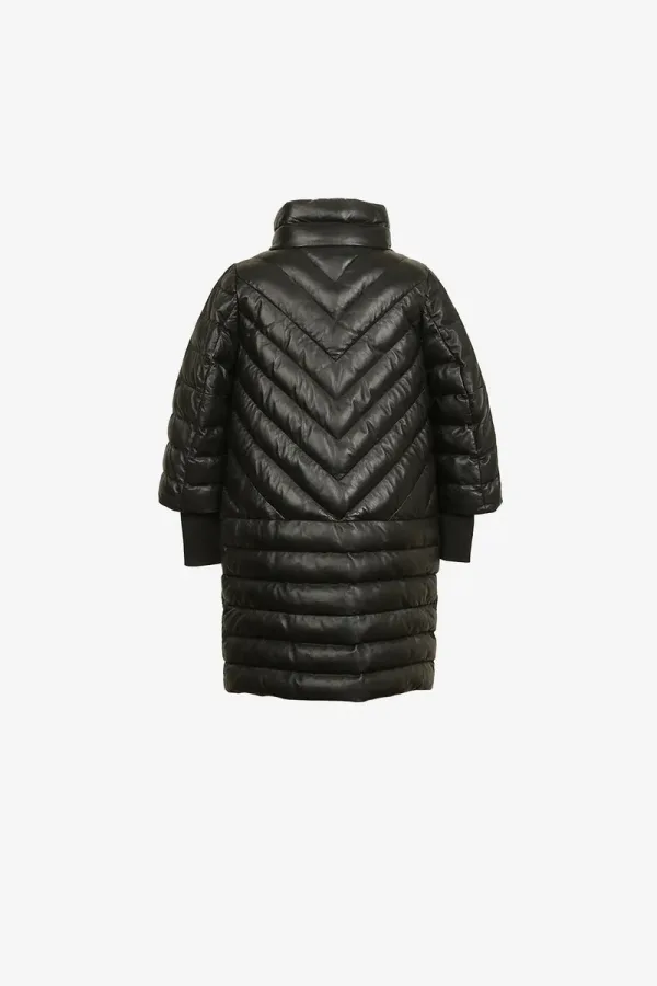 Shad Thames Leather Puffer Jacket – Black – view 2
