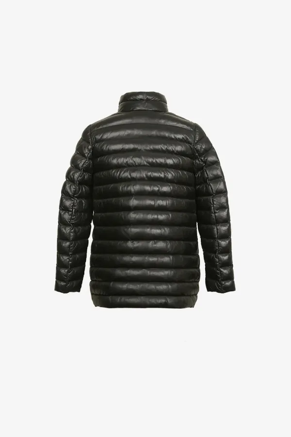 Southfields Leather Puffer Jacket – Black – view 2