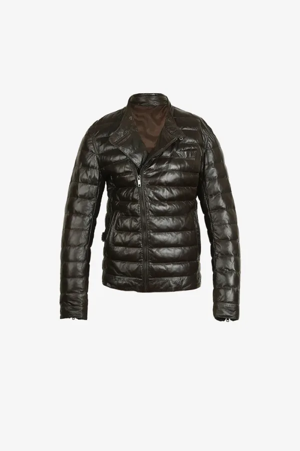 Spitalfields Leather Puffer Jacket – Espresso – view 1
