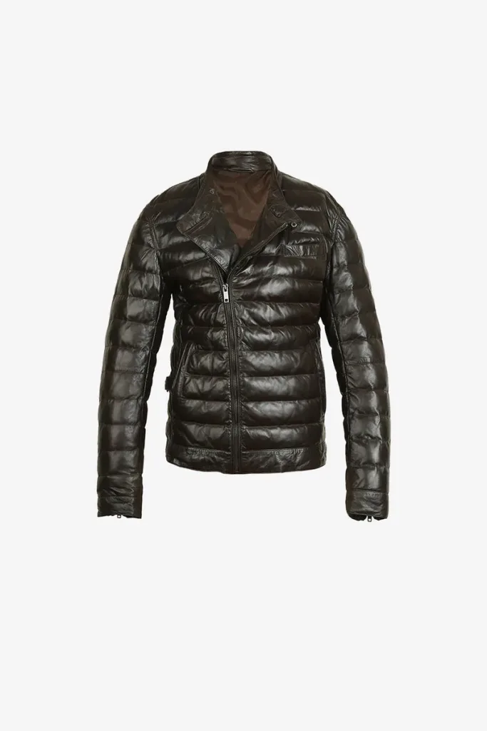 Spitalfields Leather Puffer Jacket – Espresso – view 1