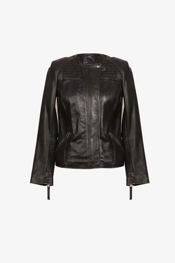 St John's Wood Leather Biker Jacket – Black – view 1