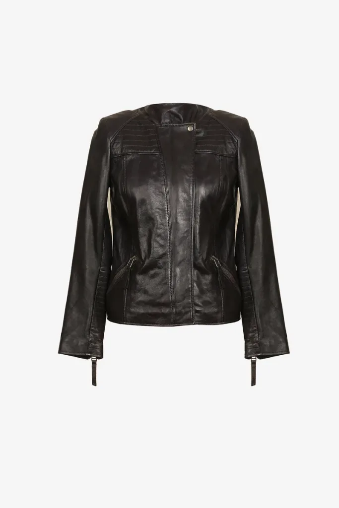 St John's Wood Leather Biker Jacket – Black – view 1